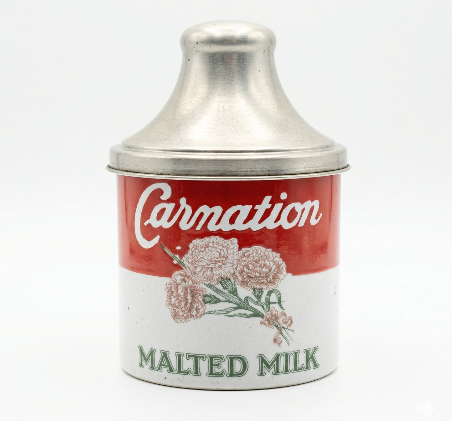 Vintage Porcelain 1930s Carnation Malted Milk Soda Fountain Canister