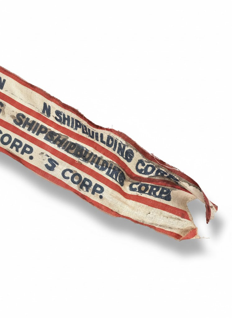 Rare Antique 1942 Bath Iron Works Launching Flag – Aug 16, 1942 Record-Breaking Day