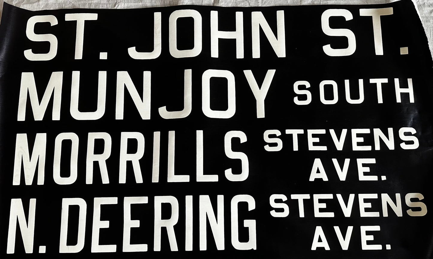 Vintage Portland Maine Bus Scroll - St. John - Munjoy