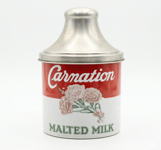 Vintage Porcelain 1930s Carnation Malted Milk Soda Fountain Canister