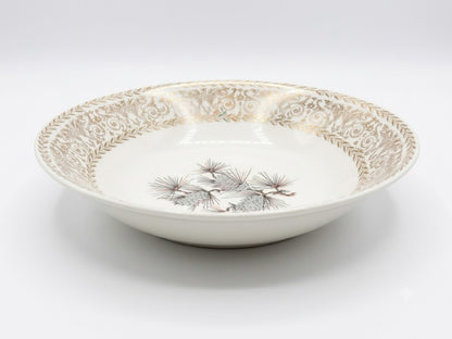Vintage Mid-Century Porcelain Pinecone Serving Bowl with Gold Filigree Trim (c. 1950s–1960s)