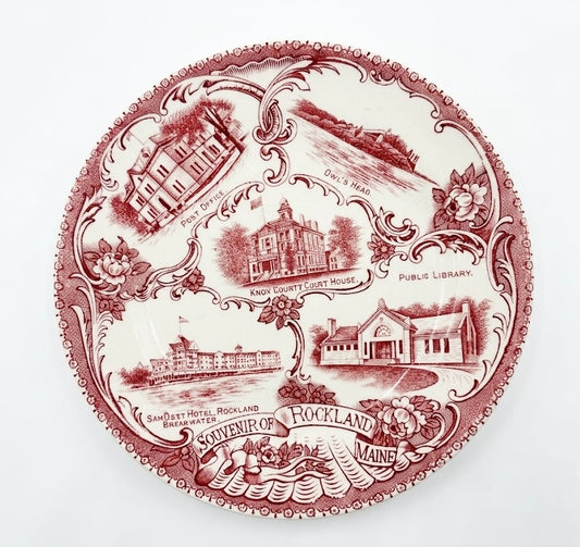 Vintage Adams Jonroth Staffordshire Pink Transferware Souvenir Plate – Rockland, Maine