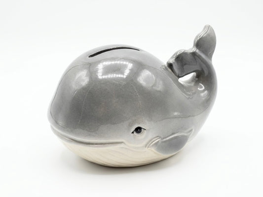 Vintage 1979 Otagiri Japan Ceramic Grey Whale Coin Bank