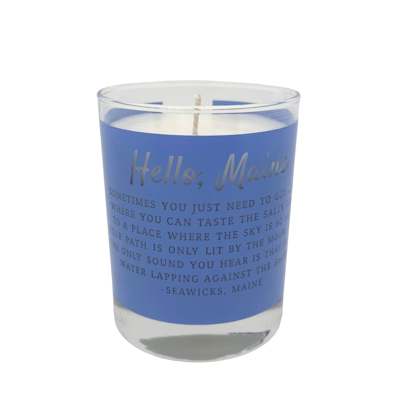Hello, Maine Blue Ocean Quote Candle
