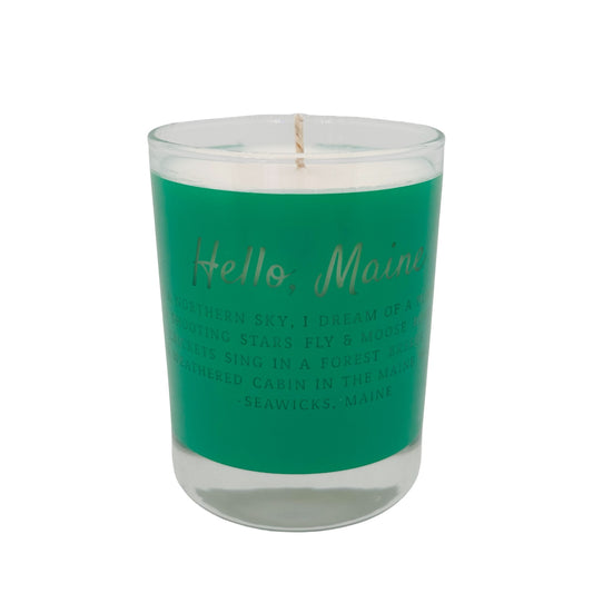 Hello, Maine Cabin Quote Candle