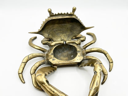 Vintage Extra Large Solid Brass Crab Hinged Box & Statue (c. 1970s)