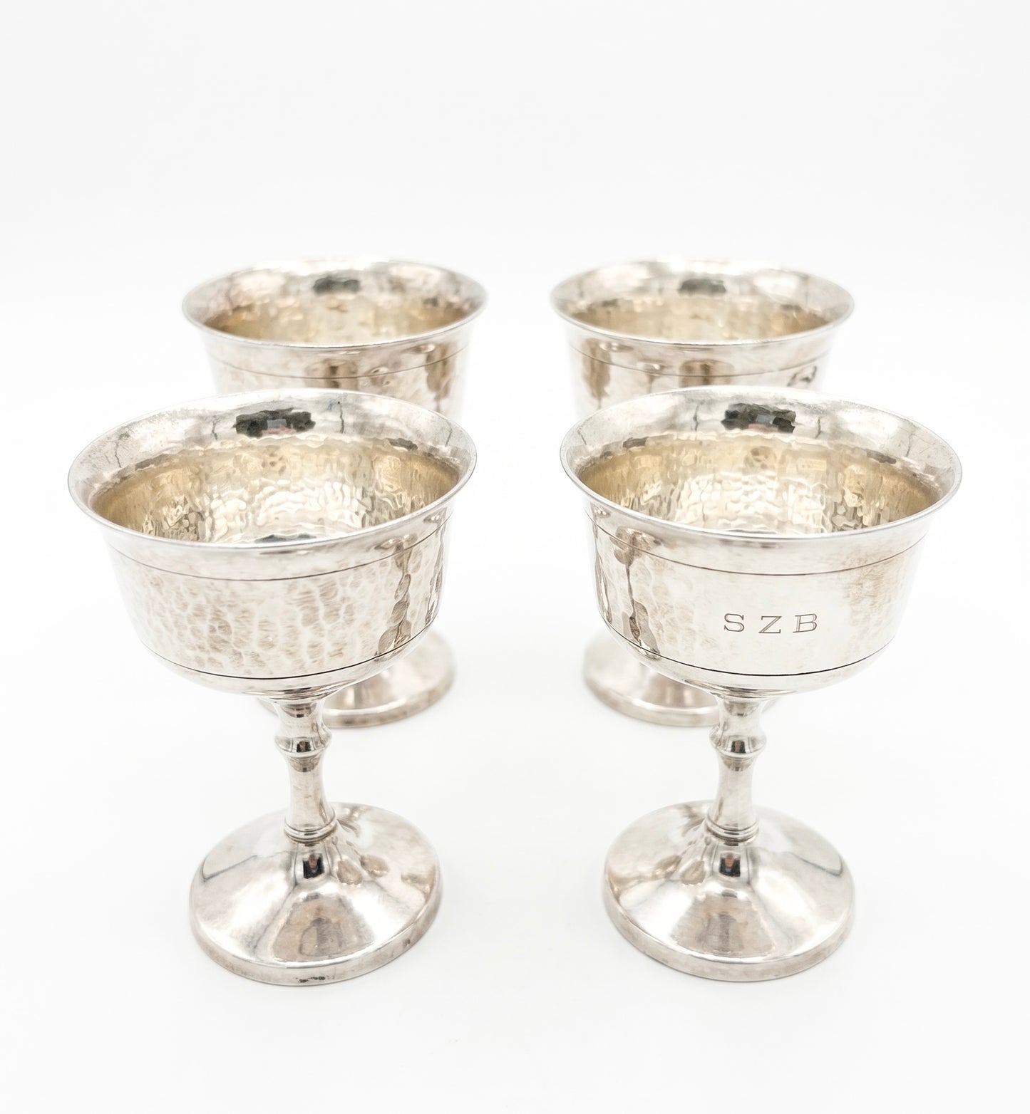 The “Rum Runner’s Nip” Textured Silver Aperitifs – Set of 4
