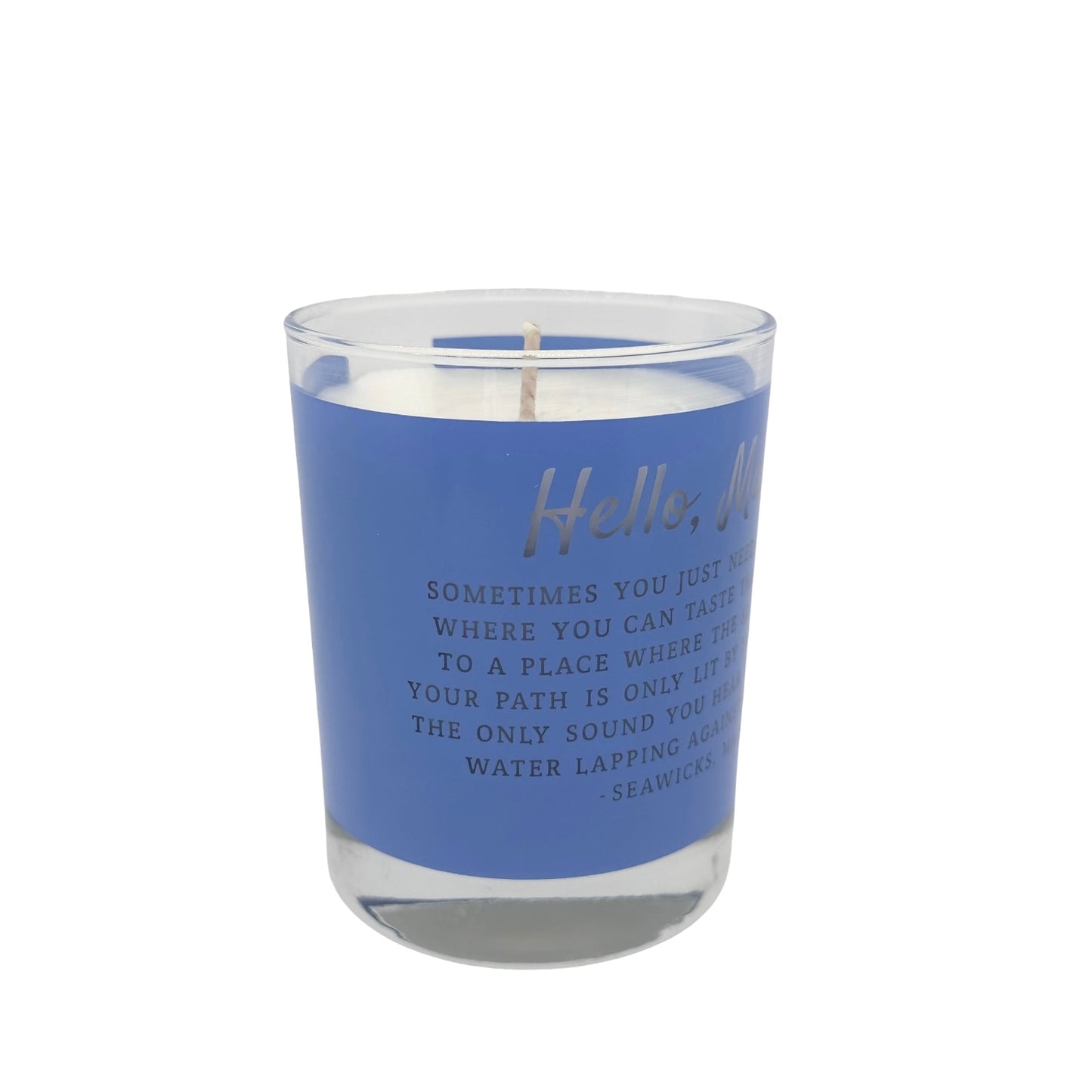 Hello, Maine Blue Ocean Quote Candle