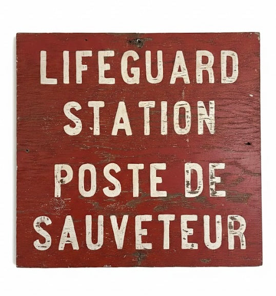 Rare Red Rescue 1970s Maritime Life Guard Station Sign