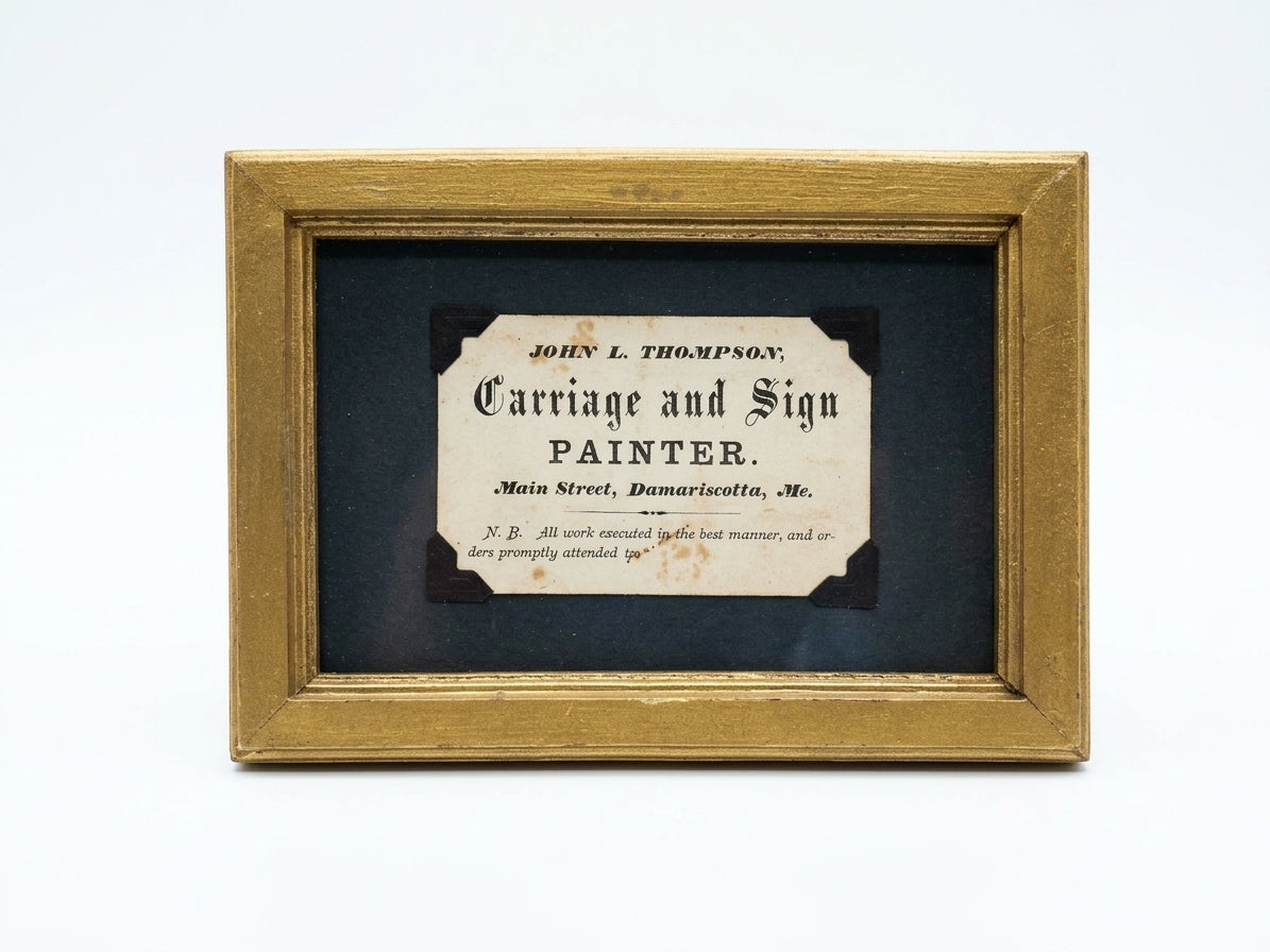 Antique 19th C. Damariscotta Framed Maine Trade Card