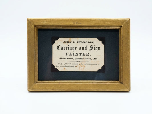 Antique 19th C. Damariscotta Framed Maine Trade Card