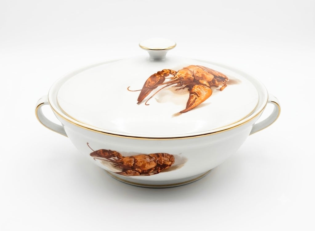 Vintage Richard Ginori Italian Porcelain Lobster Covered Tureen / Casserole Dish