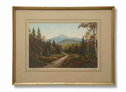 Rare 1940s Hand-Colored Mt. Katahdin Photograph by Maine Artist J.B. Barrett