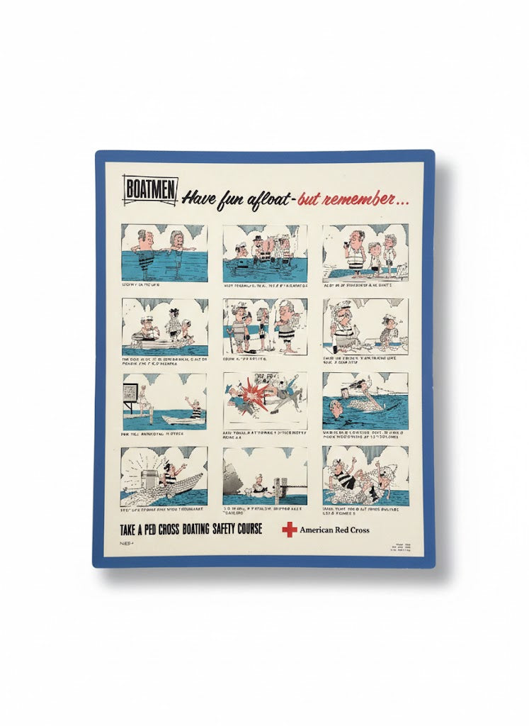 Vintage 1970s American Red Cross Boating Safety Poster – Nautical Comic Art