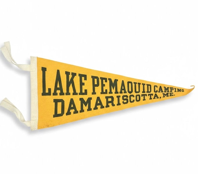 Vintage Lake Pemaquid Camping Pennant – Damariscotta, Maine – 17" x 8"