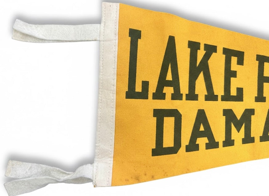 Vintage Lake Pemaquid Camping Pennant – Damariscotta, Maine – 17" x 8"