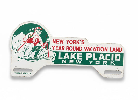 Rare Antique 1930s-40s "Lake Placid, N.Y." License Plate Topper – Adirondack Sign
