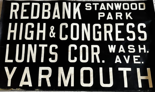 Vintage Portland Maine Bus Scroll - Red Bank - Yarmouth