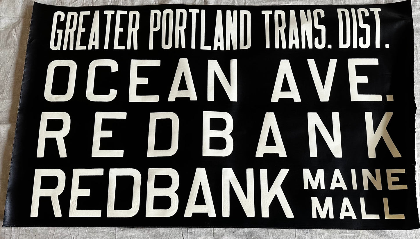 Vintage Portland Maine Bus Scroll - Ocean Ave. - Redbank