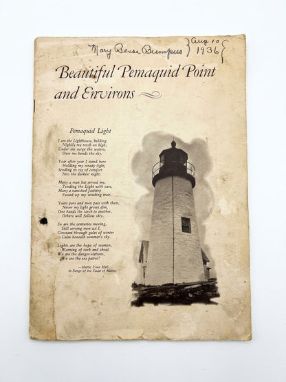 Vintage 1936 "Beautiful Pemaquid Point and Environs" Maine Booklet – Original Travel & Historical Souvenir