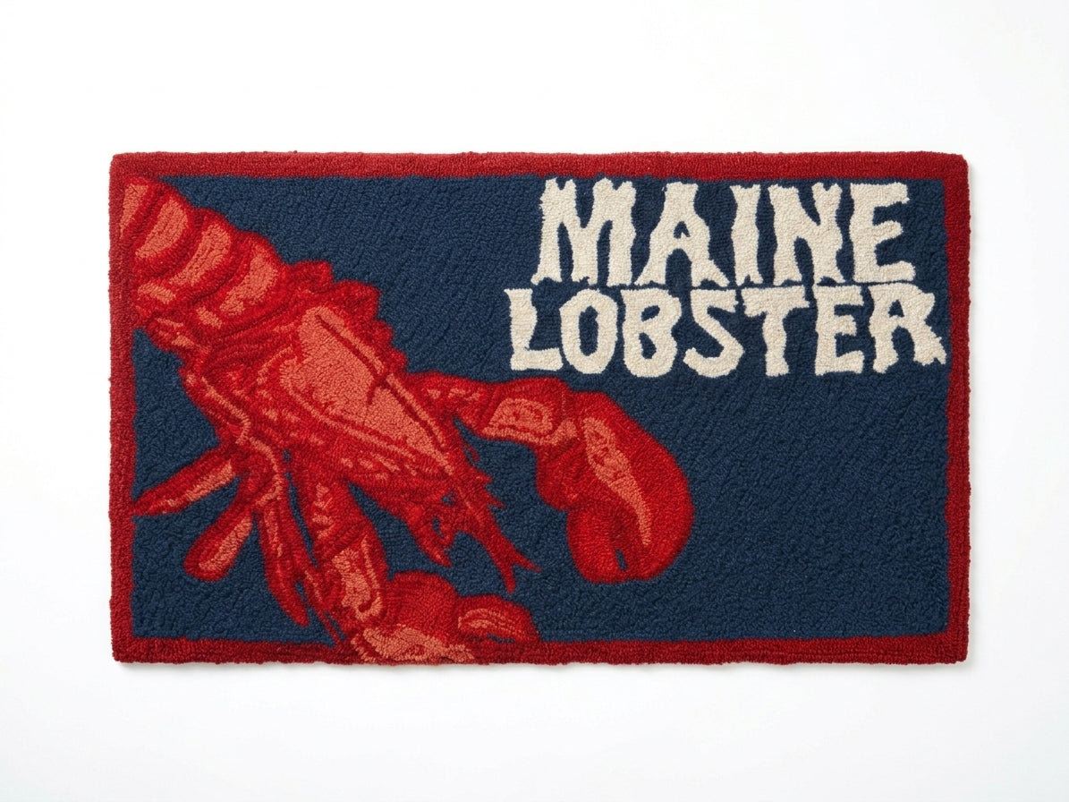 Vintage Hooked "Maine Lobster" Accent Rug & Wall Hanging