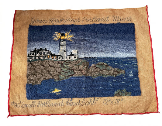 Hand-Hooked Portland Head Light Maine Burlap Tapestry